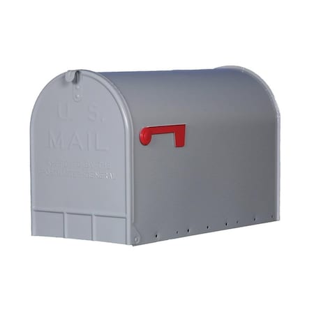 Gibraltar Mailboxes Stanley Classic Galvanized Steel Post Mount Mailbox, Gray 50996